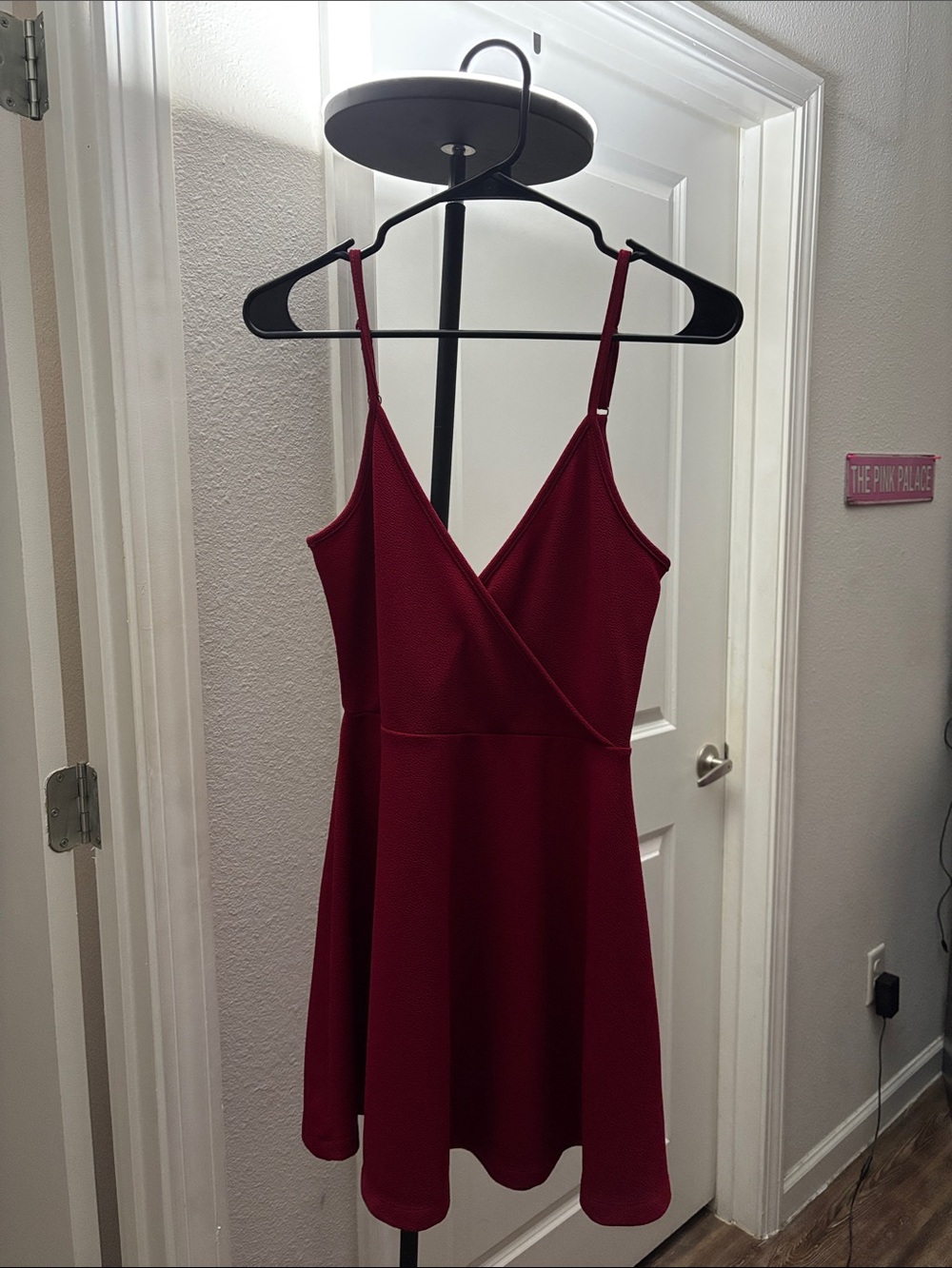 Women's Sleeveless V-Neck Red Skater Dress